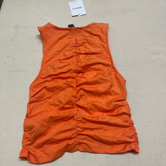 NWT Forever 21 juniors S orange ruched tank top - Picture 6 of 8